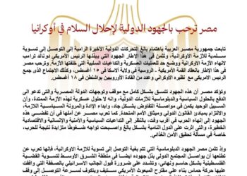 مصر ترحب بالجهود الدولية لإحلال السلام في أوكرانيا