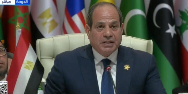 كلمة الرئيس عبدالفتاح السيسي اليوم بالقمة العربية الإسلامية بالدوحة
