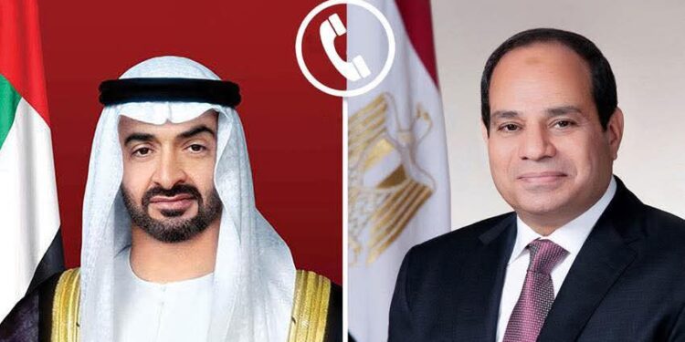 الرئيس السيسي يجرى اتصالاً هاتفياً بالشيخ محمد بن زايد رئيس دولة الإمارات العربية المتحدة
