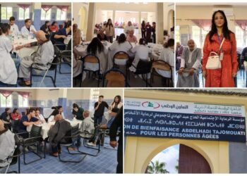 ملكة جمال الكون المغربية سهام حليلة تزور دار مسنين بفاس برفقة فريق طبي